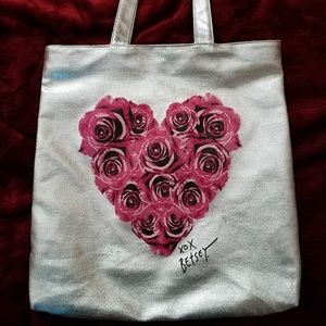 Betsey Johnson ~ Silver Tote with Rose Heart